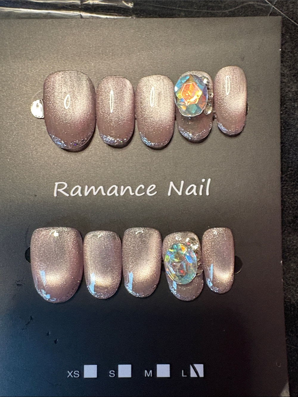Shimmery Mauve Press-On Nails with Accent Gem